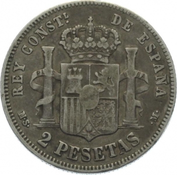 Spanien 2 Pesetas 1882 MS M - Alfonso XII.